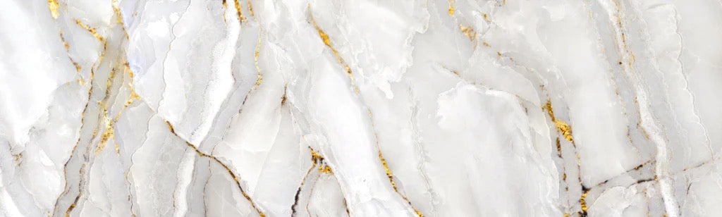 Küchenrückwand - Weißer Statuario-Marmor mit goldene Adern