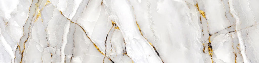 Küchenrückwand - Weißer Statuario-Marmor mit goldene Adern