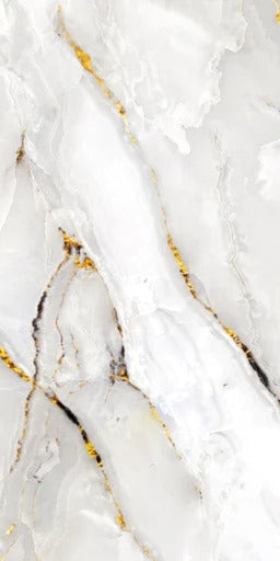 Küchenrückwand - Weißer Statuario-Marmor mit goldene Adern