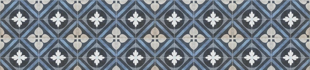 Küchenrückwand - Nahtlose blau weiße vintage Fliesen