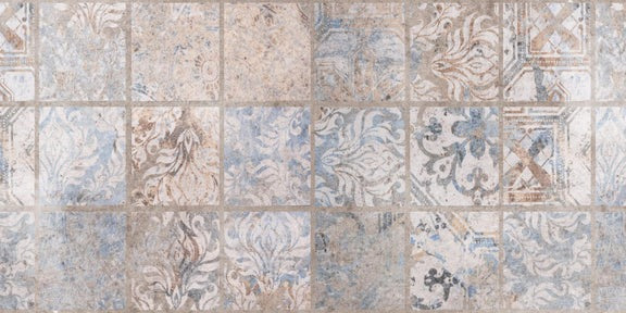 Küchenrückwand - Altes blau-braun Patchwork Motiv