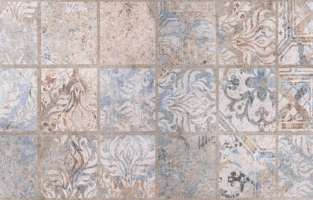 Küchenrückwand - Altes blau-braun Patchwork Motiv