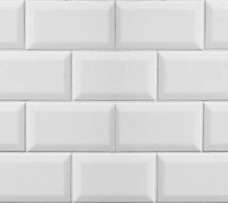 Küchenrückwand - Weiße helle glänzende Ziegelfliesen