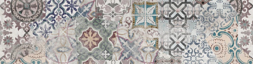 Küchenrückwand - Bunte alte Retro-Wand Fliesen