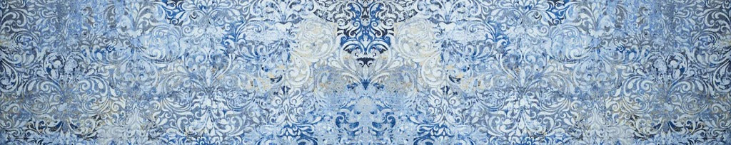 Küchenrückwand - Alt blau graues vintage Fliesenmuster