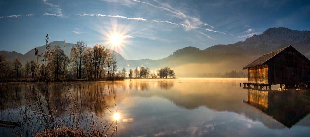 Küchenrückwand - Morgensonnenblick auf den Bayerischen Kochelsee