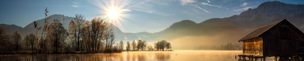 Küchenrückwand - Morgensonnenblick auf den Bayerischen Kochelsee