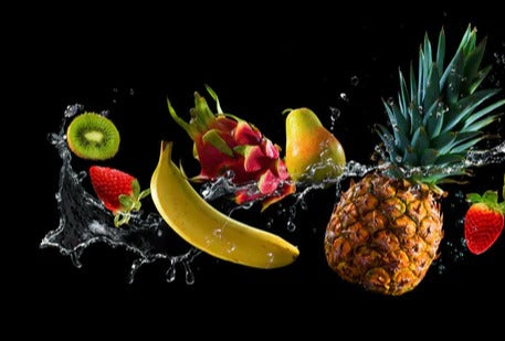 Spritzschutz - Früchte mit Wasserspritzern