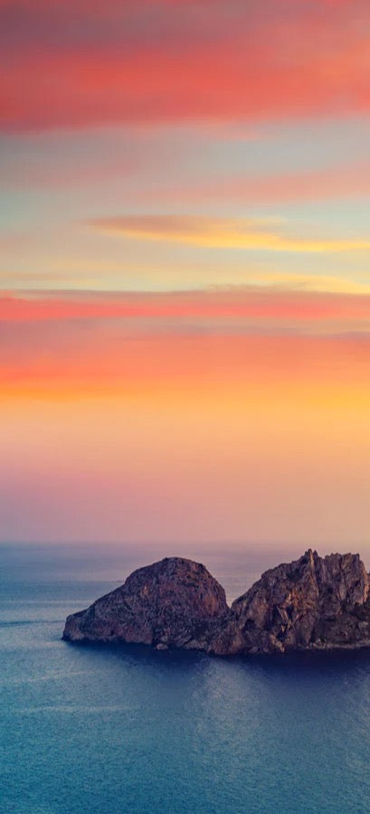 Duschrückwand - Sonnenuntergang auf der Insel Es Vedra auf den Balearen
