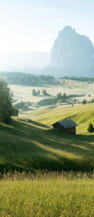 Duschrückwand - Dolomiten Berglandschaft auf der Seiser Alm