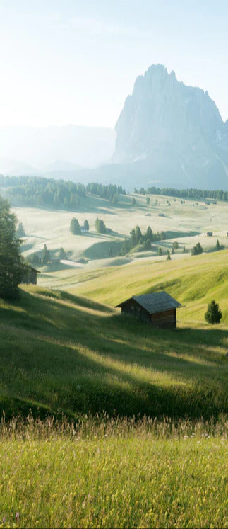 Duschrückwand - Dolomiten Berglandschaft auf der Seiser Alm
