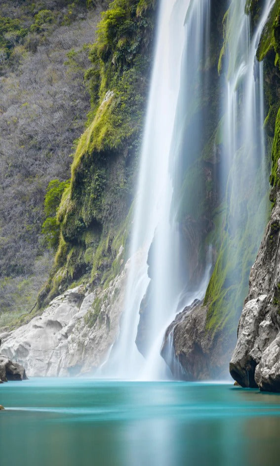 Duschrückwand - Tamul-Wasserfall am Fluss Tampaon