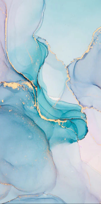 Duschrückwand - Abstrakte Muster mit goldenem Rand