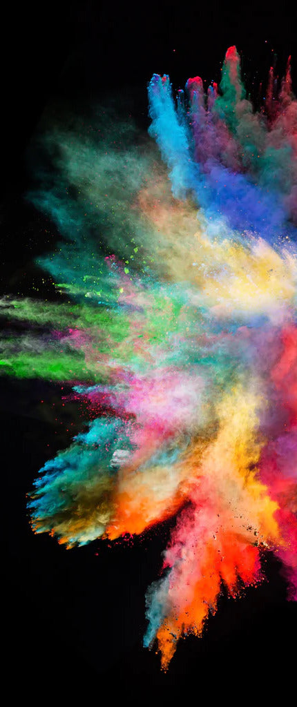 Duschrückwand - Bunte Pulverexplosion auf schwarzem Hintergrund