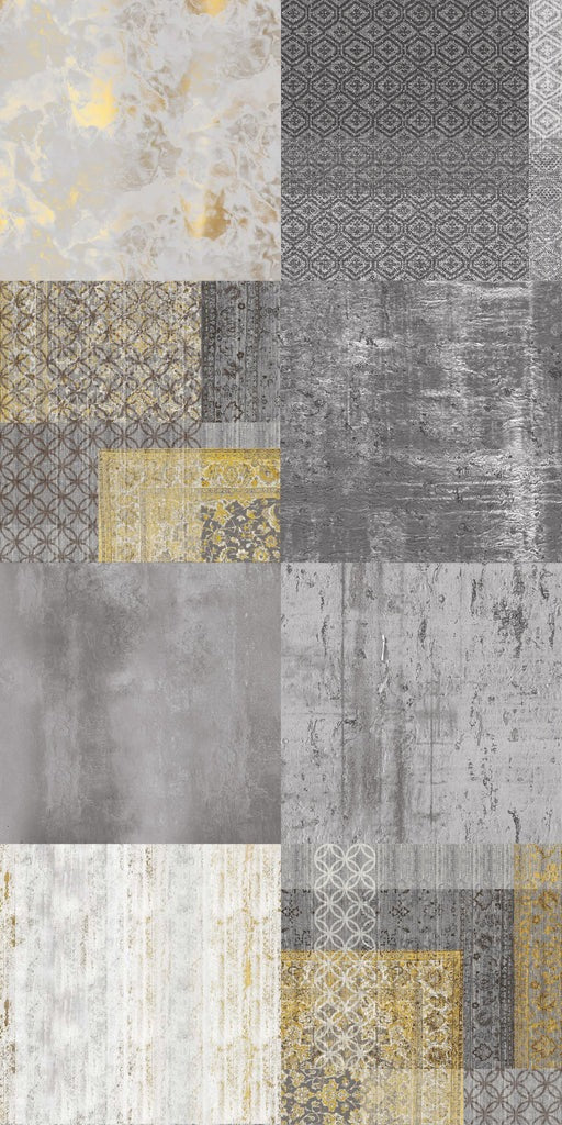 Duschrückwand - gräulich gelbes Patchwork