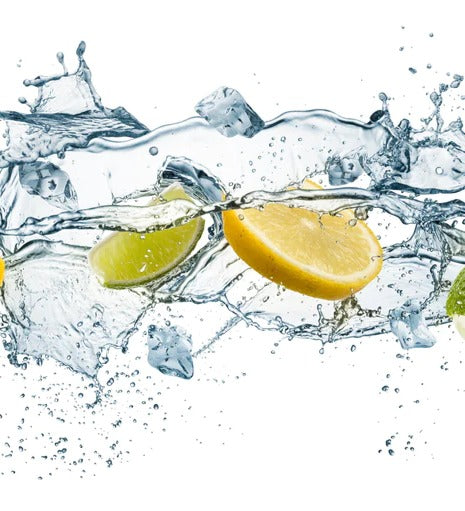 Spritzschutz - Wasser mit Zitrusfrüchten Artwork