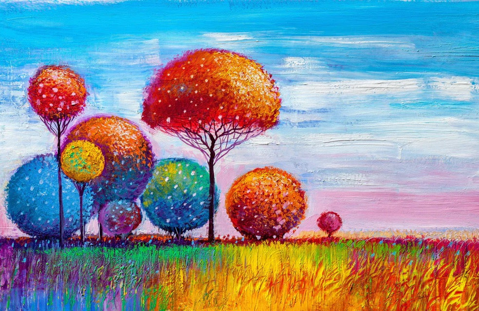 Spritzschutz - Abstrakte bunte Bäume