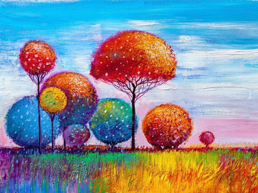 Spritzschutz - Abstrakte bunte Bäume