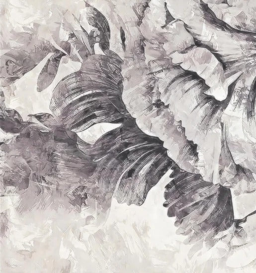 Duschrückwand - Grau-weißes florales Design Poster 50x70