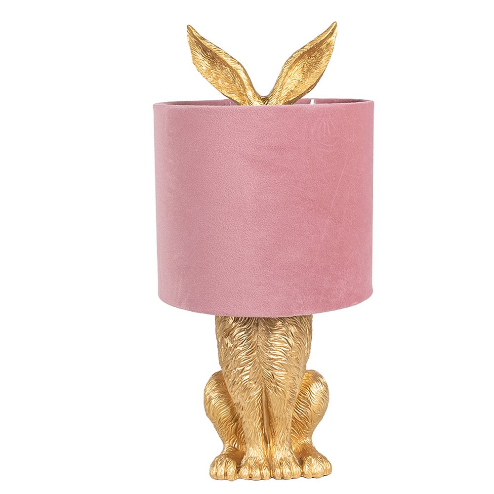 Tischleuchte Rabbit Ø 20x43 cm goldfarben rosa Polyresin Schreibtischleuchte