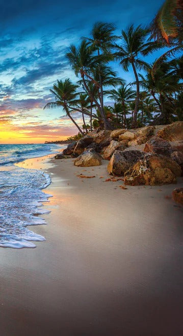 Duschrückwand - Sonnenaufgang über dem Strand