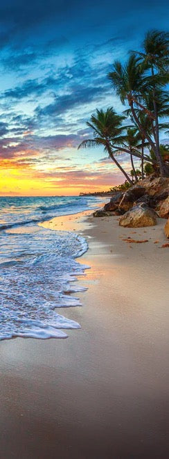 Duschrückwand - Sonnenaufgang über dem Strand