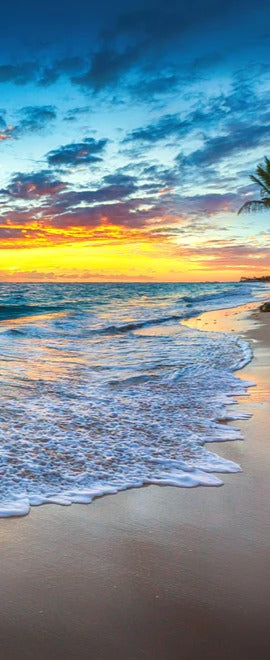 Duschrückwand - Sonnenaufgang über dem Strand