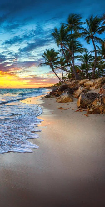 Duschrückwand - Sonnenaufgang über dem Strand