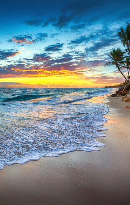 Duschrückwand - Sonnenaufgang über dem Strand