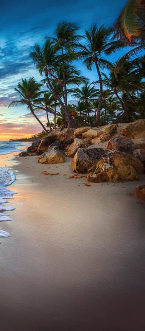 Duschrückwand - Sonnenaufgang über dem Strand