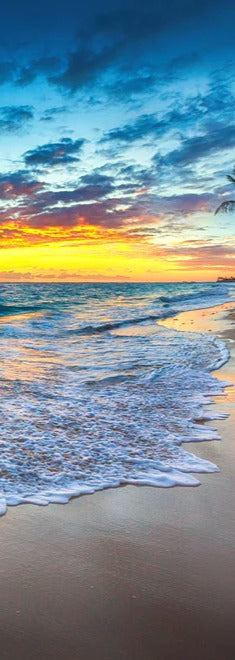 Duschrückwand - Sonnenaufgang über dem Strand