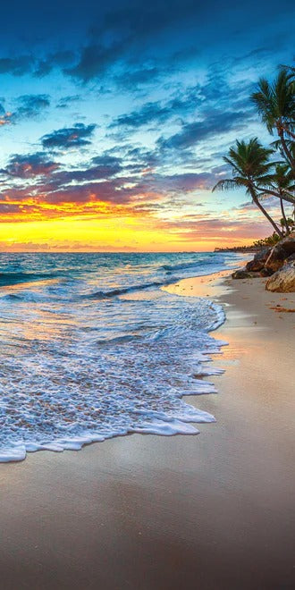 Duschrückwand - Sonnenaufgang über dem Strand