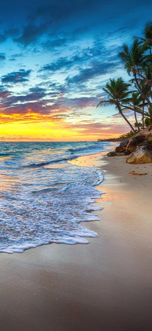 Duschrückwand - Sonnenaufgang über dem Strand