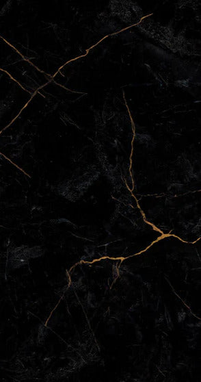 Duschrückwand - Schwarzer Marmor mit dünnen goldenen Adern