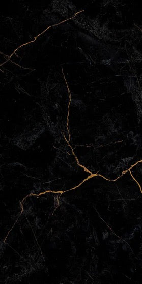 Duschrückwand - Schwarzer Marmor mit dünnen goldenen Adern