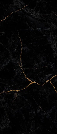 Duschrückwand - Schwarzer Marmor mit dünnen goldenen Adern