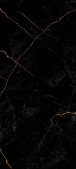 Duschrückwand - Schwarzer Marmor mit dünnen goldenen Adern