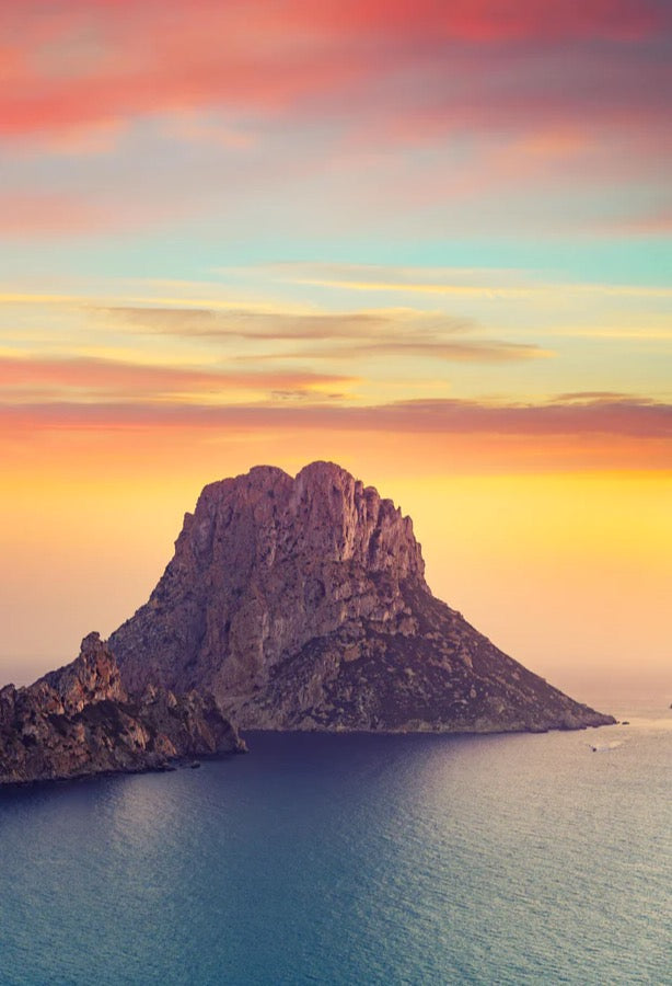 Duschrückwand - Sonnenuntergang auf der Insel Es Vedra auf den Balearen
