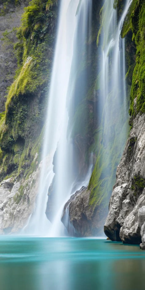 Duschrückwand - Tamul-Wasserfall am Fluss Tampaon