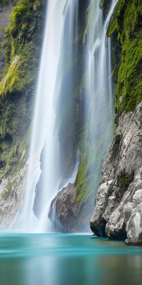 Duschrückwand - Tamul-Wasserfall am Fluss Tampaon