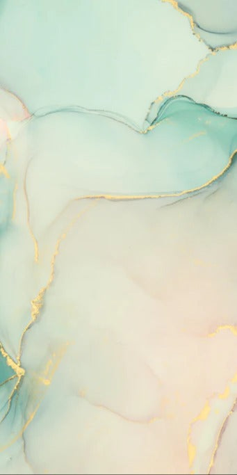 Duschrückwand - Abstrakte grünliche Muster mit goldenem Rand