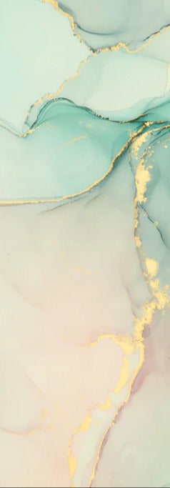 Duschrückwand - Abstrakte grünliche Muster mit goldenem Rand