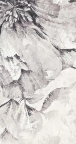 Duschrückwand - Grau-weißes florales Design Poster 50x70
