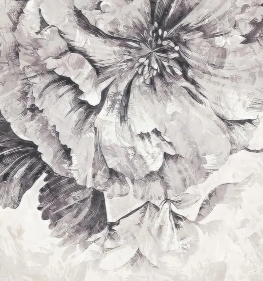 Duschrückwand - Grau-weißes florales Design Poster 50x70
