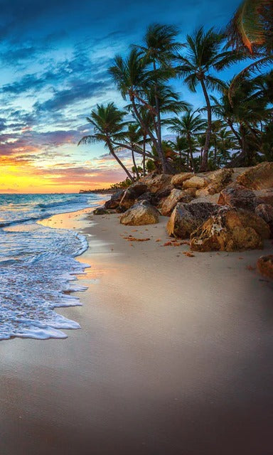 Duschrückwand - Sonnenaufgang über dem Strand