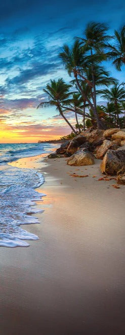 Duschrückwand - Sonnenaufgang über dem Strand