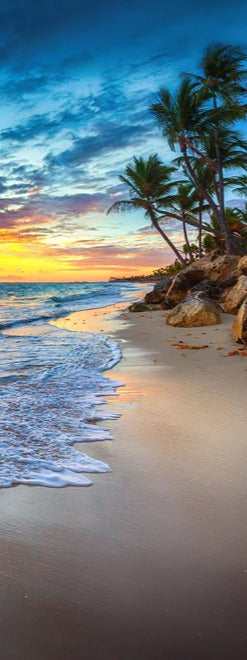 Duschrückwand - Sonnenaufgang über dem Strand