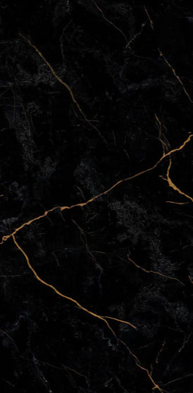 Duschrückwand - Schwarzer Marmor mit dünnen goldenen Adern