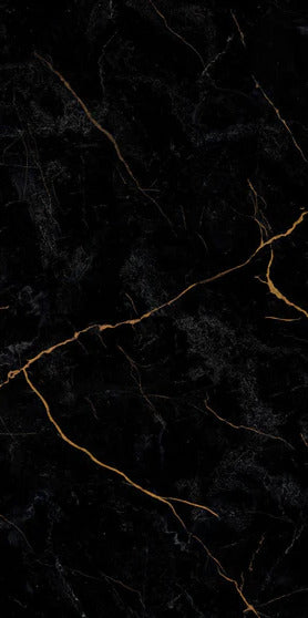 Duschrückwand - Schwarzer Marmor mit dünnen goldenen Adern