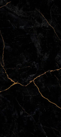 Duschrückwand - Schwarzer Marmor mit dünnen goldenen Adern